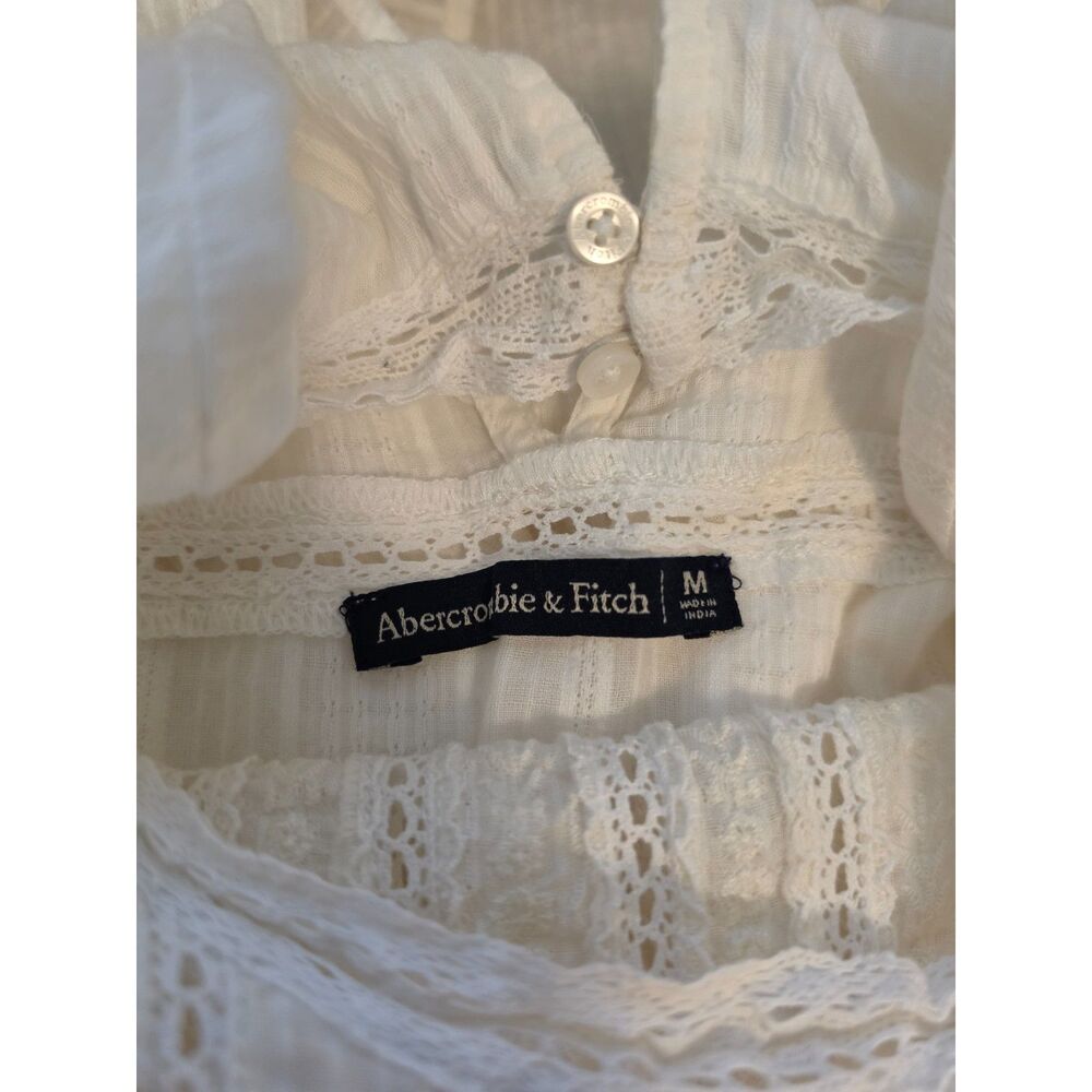 Abercrombie & Fitch White Lace Embroidered Blouse M Romantic Boho Y2K